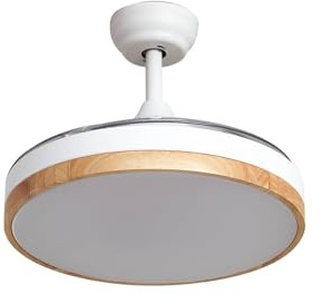 Lindby Ceiling Fan with Light, LED 3 Retractable Blades Modern Bedroom Lamp Kitchen Invisible Low Profile Ø107 White