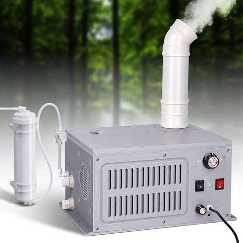 MOGOULUA Industrieller Luftbefeuchter 270 M³/h Großes Volumen Mist Luftbefeuchter Ultraschall Nebelmaschine mit Universalfilter PVC-Rohr für Werkstatt Supermarkt Lager Pflanze Gemüse Gewächshaus