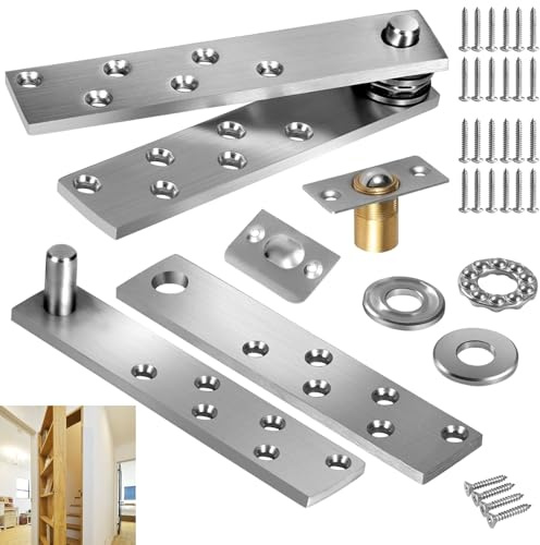 Bisagras de puerta ocultas, estanterías, bisagras ocultas para puerta pivotante, rotación de 360°, bisagra pivotante resistente, bisagras de puerta invisibles, bisagras de acero inoxidable, bisagras