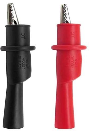 usefulbeauty Pinzas de cocodrilo para cables de prueba, pinza de cocodrilo - Sonda Pinza Eléctrica Cocodrilo,2x Sonda de Prueba Aislada Pinzas de Cocodrilo para Cables de Prueba Trabajos de Prueba