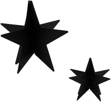 Spetebo Metall Deko Stern schwarz im 2er Set – 14 und 8 cm – Weihnachtsdeko Sterne - Advent Weihnachts Dekoration Tischdekoration Fensterdekoration