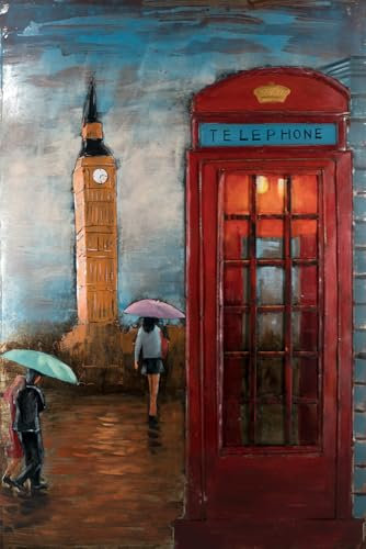 Handgefertigtes Metallbild Big Ben ca. 77x117 cm Kunst Bild 3D-Optik Wandbild
