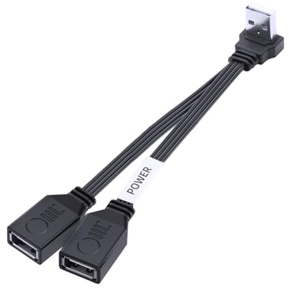 LANMINGLEL Câble Y Répartiteur Double USB, 90 degrés PD 65W Câble de charge rapide court USB 2.0 mâle vers 2 femelles,pour Transfert et Charge,pour téléphones, tablettes, ordinateurs portables 10cm