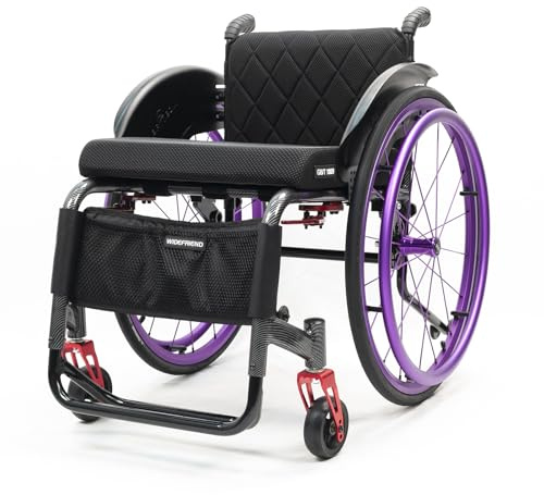 All-Terrain Ultra Lightweight Sports Wheelchair,Aluminum Alloy,Self-propelled Manual Wheelchairs,Transport Wheelchair with Quick Release Rear Wheels(Seat Width 43cm/17inch,A)