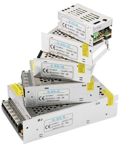 EWWFGUR Fuente de alimentación del transformador AC DC 5V 12V 24V 36V, 1A 2A 3A 4A 5A 6A 8A 10A 15A 20A 30A 220V a 5V 12V 24V convertidor de fuente de alimentación Led(3A,DC5V)