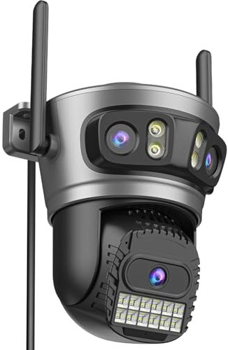 ANBIUX 3-in-1 Camara Vigilancia WiFi Exterior - 2.4/5GHz WiFi Cámara Vigilancia con visión de 360°, visión nocturna a color, seguimiento inteligente, audio bidireccional, IP66, compatible con TF/Cloud