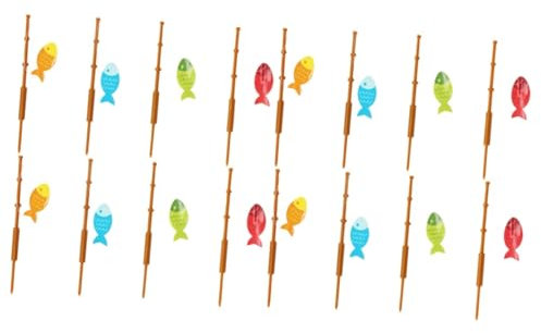 TOYANDONA 16pcs Rainbow Cake Toppers Cake Party Decorations Edible Cupcake Sticks for Birthday Mixed