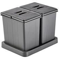 Aspira Modularer Mülleimer für Schublade, Abfallsammler „Müllomatic MODUL 2“ | Kunststoffbehälter mit montierbarer Basis | Volumen: 2x7,5L | Mülltrennsystem | Höhe 298mm (MODUL 2)