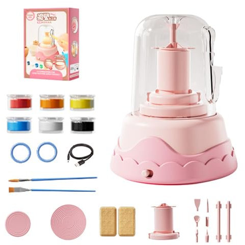 Generisch Tontotterkit, Töpferrad -Kit mit Luft trockener Tonset, kleines -Keramik -Set, kleine Keramik -Bildhauerei für Kinder Erwachsene, Luft trockener Lehm Making -Kit
