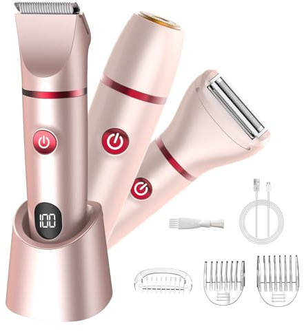 Misuke Rasoirs pour femme - Tondeuse de bikini 3 en 1 pour cheveux pubiens et écran LCD - Rasoirs électriques humides et secs pour femme pour un rasage lisse sans entailles, rasoir de bikini