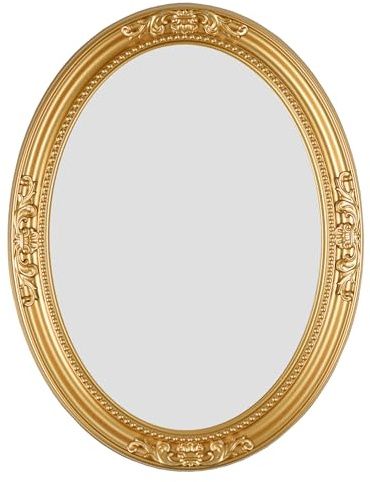 Funly mee 61 x 80 cm ovaler Wandspiegel, antiker Goldener Rahmen, Badezimmer-Schminkspiegel für Wohnzimmer, Schlafzimmer (Gold)