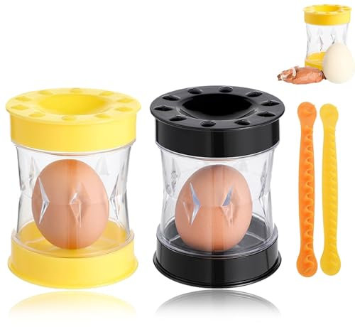 4PCS Boiled Egg Peeler, Egg Peeler, Peelers for Hard Boiled Eggs Kitchen Gadget for Quick and Easy Peeling, Black and Yellow Design Perfect for Kitchen and Daily Use
