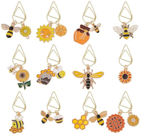 OLYCRAFT 12 Stück Süße Bienen Büroklammern Bienen Lesezeichen Lehrer Geschenk Clip Mit Bienen Emaille Anhängern Tier Lesezeichen Clips Für Lesezeichen Büro Heimbedarf Und Buchliebhaber