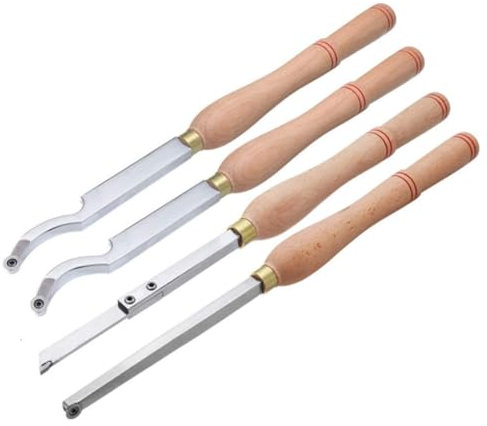 XDAWQP Drechselwerkzeuge für Drehmaschinen, 4-teiliges Set, Hartmetall-Drehwerkzeuge mit geradem Messer, Schneidemesser, kleinem gebogenen Aushöhlmesser, großem gebogenen Aushöh