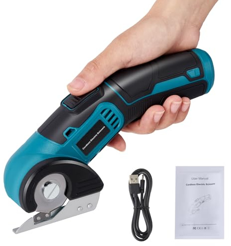 Ciseaux électriques sans fil, coupe-carton avec verrou de sécurité et câble de charge USB, épaisseur de coupe jusqu'à 6 mm, ciseaux électriques en acier inoxydable pour carton, tapis, tissu, cuir