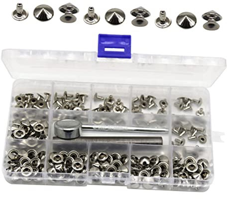 Artibetter Juego De Remaches Punk Diy 10 Mm Cónico Kit De Remaches Herramienta Para Elaboración De Tachuelas, Accesorios Para Ropa y Bolsas Para Aficionados Al Bricolaje