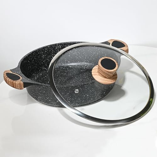 GXXINGIN Pentola Antiaderente, pentola Grande con Coperchio in Vetro, pentola per Pasta Multiuso, per fornelli a induzione, fornelli a Gas e per 1-9 Persone (24 cm)