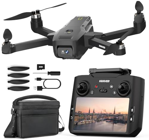 K600GPS Drone con Fotocamera 1080P, Schermo FPV 4,5, Ritorno Automatico a Casa, Seguimi, Motore Brushless, Quadricottero RC Pieghevole per Adulti, Bambini e Principianti, Autonomia di Volo 22 Minuti