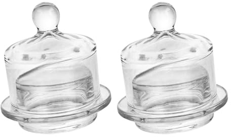 YWJLQH 2 Mantequilleras de Cristal con Tapa Transparente para Postres, Gelatina Y Refrigerador.