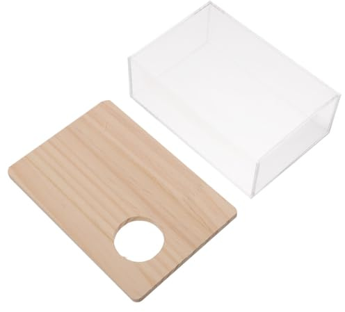 HOMOBABE Hamster Sandbad Box Mittel Transparent mit Gelbem Deckel Mehrzweck Sandbad und Toilette für Hamster und Kleine Haustiere Kreatives Design für Kleintierpflege und Sandbäder