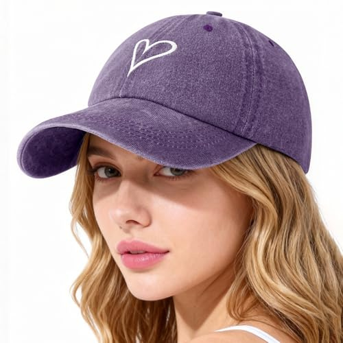 Lonya Cappello Baseball Donna con Visiera Tennis da Golf Visor Sportive Unisex Cappellino Casuale Baseball cap Regolabile Berretto Uomo Estivo A-Cuore,Viola