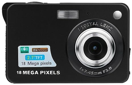 SXYGYWA Cámaras Digitales Portátiles 720P Videocámara 18MP Foto 8X Zoom Antivibración 2,7 Pantalla Retro Vintage Fotografía Grabadora Imágenes Nítidas Detalladas(NO TF Card,Black)