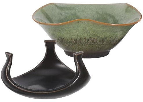 ELAYARD Colador de Té Grande de Cerámica Vidriada en Color Verde Estrellado Infusor Reutilizable de Malla Fina para Hojas Sueltas Filtro para Tetera Adecuado para Rituales de Té Chino