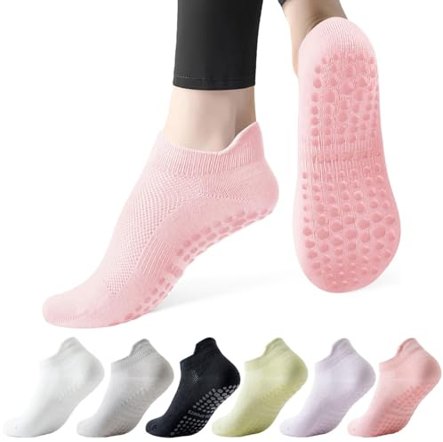 Dzpuhuojz 6 Paires Chaussettes Pilates Antidérapantes Femme 35-40,Yoga Chaussette Pilates Reformer Socks Antidérapante, Kit Pilates Maison Pilates Accessoires pour Yoga, Ballet, Danse Gym, L'hôpital