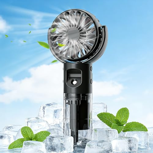 Mineup Humidifier Mist Portable Handheld Fan, 4 Speed Adjustable Cooling Hand Held Spray Fan, Mini Handheld Fan, Rechargeable Mini Hand Held Fan for Outdoor Travelling Office Home Humidifier, Black