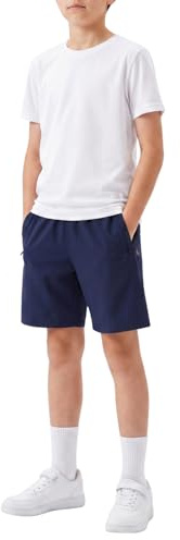 Narmigar Boys Shorts Running Football Gym Shorts with Zipper Pockets Elastic Waist PE Shorts Unisex Kids Summer School Sports Shorts for Boys Girls