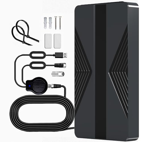 Outdoor TV Aerial with Amplifier Long Range Reception Compatible with All Televisions Supports 4K 1080P Weatherproof Design for Home Caravan and Roof Installation 10m Coaxial Cable
