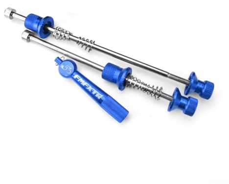 Glomc Anti-Theft Quick Release Skewers Set With Lightweight Aluminum Alloy Nuts Steel Axles For Mountain Road Bike Front Rear Wheels, Black(Blue)