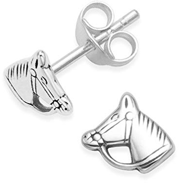 Children's Sterling Silver Horse Head Earrings - SIZE: 7mm (1/4 Inch). Gift Boxed horse earrings. Horse head stud earrings. MUCH SMALLER THAN SHOWN.5002