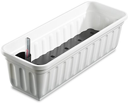 Alpfa Blumenkasten Blumenkübel mit Wasserspeicher + Füllstandsanzeige, Terra, Weiß, Anthrazit (80cm, Weiß) | Füllstandsanzeige, Blumenkübel, Auch in Terra und Anthrazit erhältlich