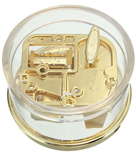 Wind-Up Music Box, You Are My Sunshine Melody, Gold Clear Round Case - Acrylic and metal mechanism, 2.76 x 1.57 in, winding-key keepsake gift, tabletop decor for birthdays and special occasions