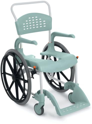 Etac Rollstuhl 24 Räder lagoon, Metall, Schiebegriffe, Schwenkrad, Drücken-auf-sperren, 12 inches, blau, Shower and Toilet, 14 kg, 136 kg max. Gewicht, ETAC