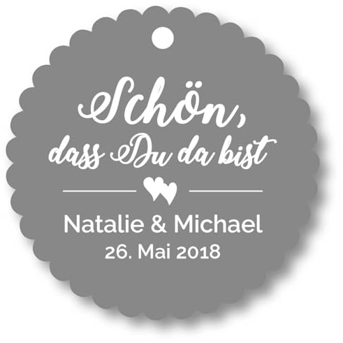 Geschenkanhänger Tags Etiketten Schön, dass Du da bist Hochzeit Kommunion Konfirmation Taufe Geburtstag