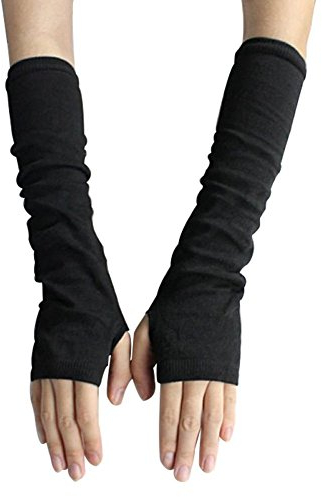 FSSTUD Winter Warm Fingerlose Handschuhe Armstulpen Strick Lang Pulswärmer Handwärmer Stulpen Schwarz