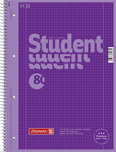 Brunnen 1067928160 Notizblock/Collegeblock Student Colour Code (A4 kariert, Lineatur 28, 90 g/m², 80 Blatt) violett