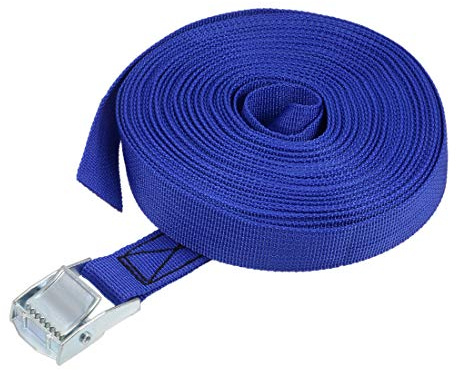 sourcing map Zurrgurt mit Nockenschnalle 10Mx25mm 250Kg Ladekappe Blau