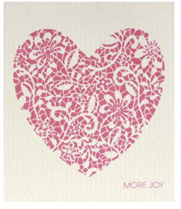 More Joy - schwedish Dishcloth - schwedische Spültücher/schwämme - öko - (Heart on White)