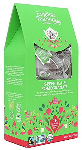 English Tea Shop Organic Green Tea & Pomegranate Tea (15 Pyramids), 30 g