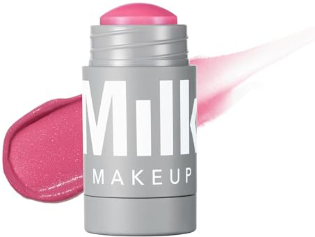 Milch Make-up Lippe + Wange, Rallye (Lila rosa Schimmer) - 0,21 fl oz - Creme Rouge & Lippenfarbe - Baubar & mischbar - 1.000+ Wischbewegungen pro Stick - Nicht komedogen - Vegan, tierversuchsfrei