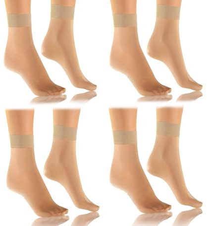 sesto senso Damstrumpor 4-pack en storlek sidenfina strumpor 15 den skostrumpor en storlek, 4 par en storlek – sand – ljusbeige, En Storlek