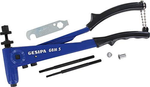 GESIPA | Pinza rivettatrice GBM 5 con dadi M5 in alluminio | Pinza rivettatrice professionale | per dadi ciechi da M4 a M6 | per rivetti filettati in alluminio, acciaio e acciaio inossidabile |