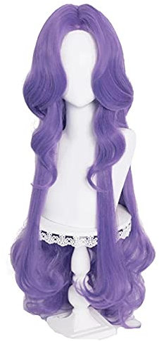 LoL Syndra Cosplay Peluca LoL Withered Rose Syndra Cosplay Largo Lila Ondulado Mujeres Peluca Pelo Sintético Resistente al Calor