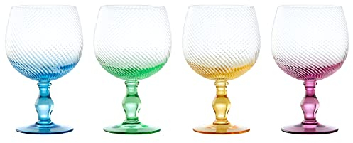 Anton Studio Designs Vasos de ginebra artesanales en espiral para vino, cócteles o agua - 700 ml - Multicolor - Juego de 2 elegantes copas de cóctel
