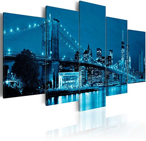 murando - Akustikbild New York 5 tlg - Bilder Akustikschaum Schallschutz Wand Deko Kunst Akustikpaneele Wandpaneele Schalldämmung Wandbild Schallabsorber Akustikplatten City Brooklyn Bridge Brücke