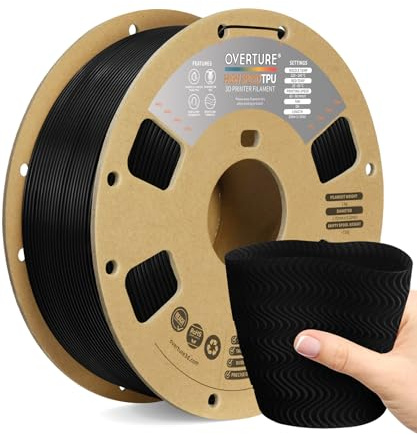 OVERTURE TPU High Speed Filament 1.75mm Flexible 95A TPU Roll, 3D Printer Filament,Dimensional Accuracy +/- 0.02 mm, Fit Most FDM Printer(HS Black)