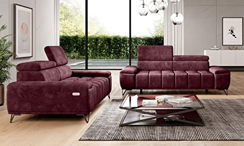 All4All Sofagarnitur 3+2 Polstergarnitur Wohnzimmerset 2-sitzer 3-sitzer Gesteppt Industriell Relaxfunktion 11 (3+2 (mit Sitztiefverstellung))